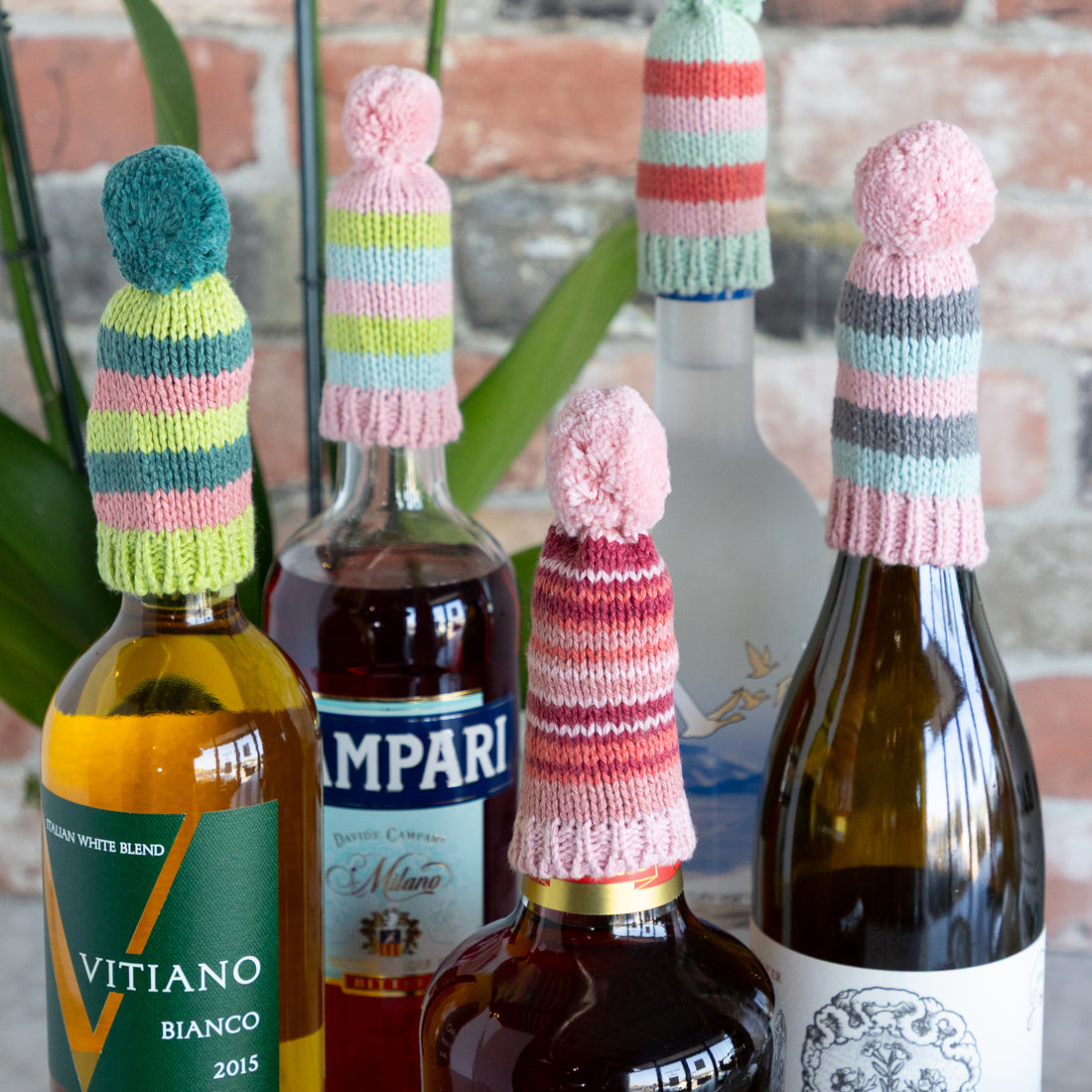 Pastel Cotton Knitted Hat Bottle Topper