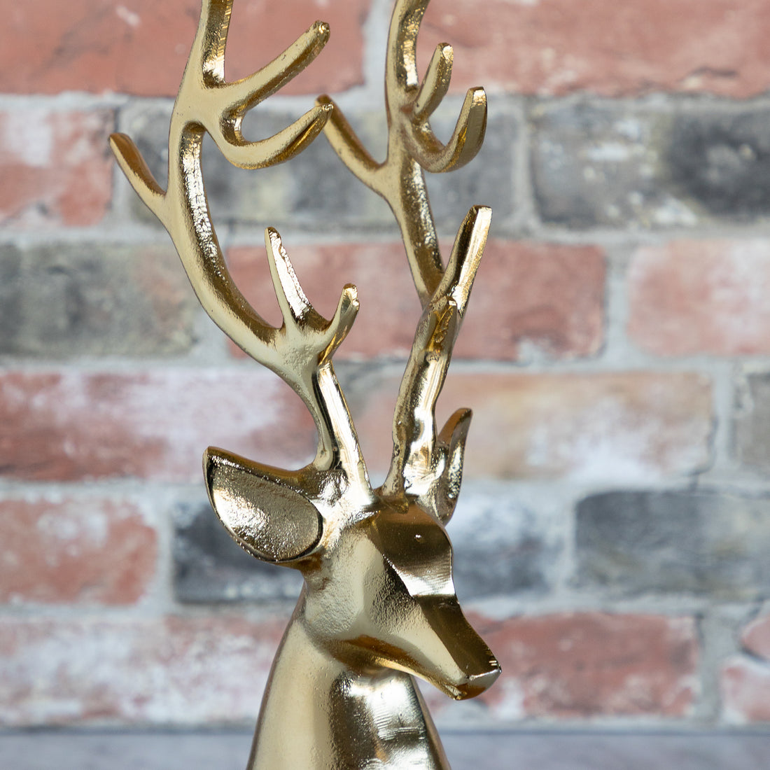 Gold Finish Cast Aluminum Reindeer Head