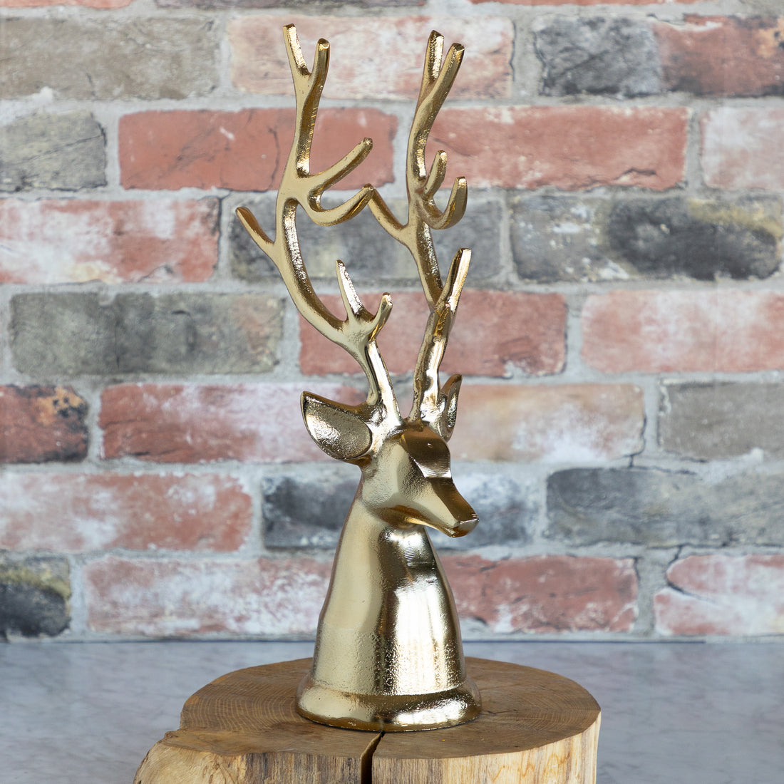 Gold Finish Cast Aluminum Reindeer Head