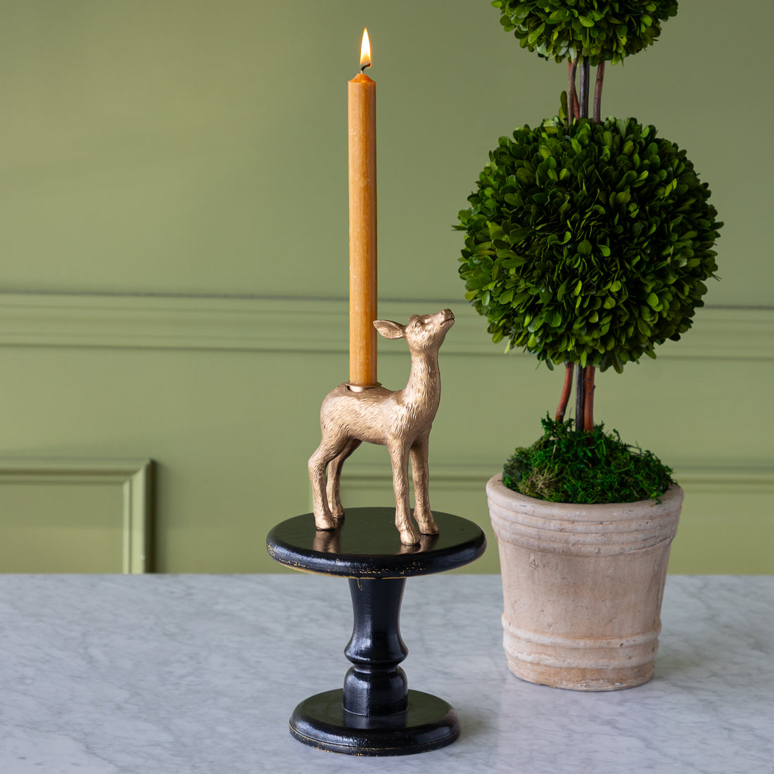 Antique Gold Finish Deer Shaped Taper Holder