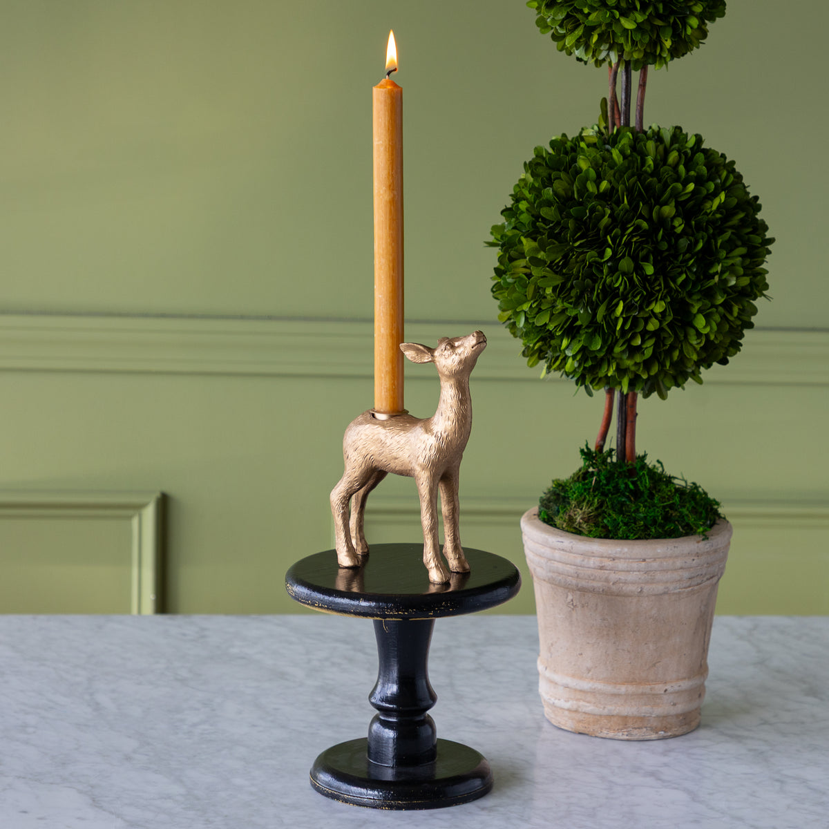 Antique Gold Finish Deer Shaped Taper Holder