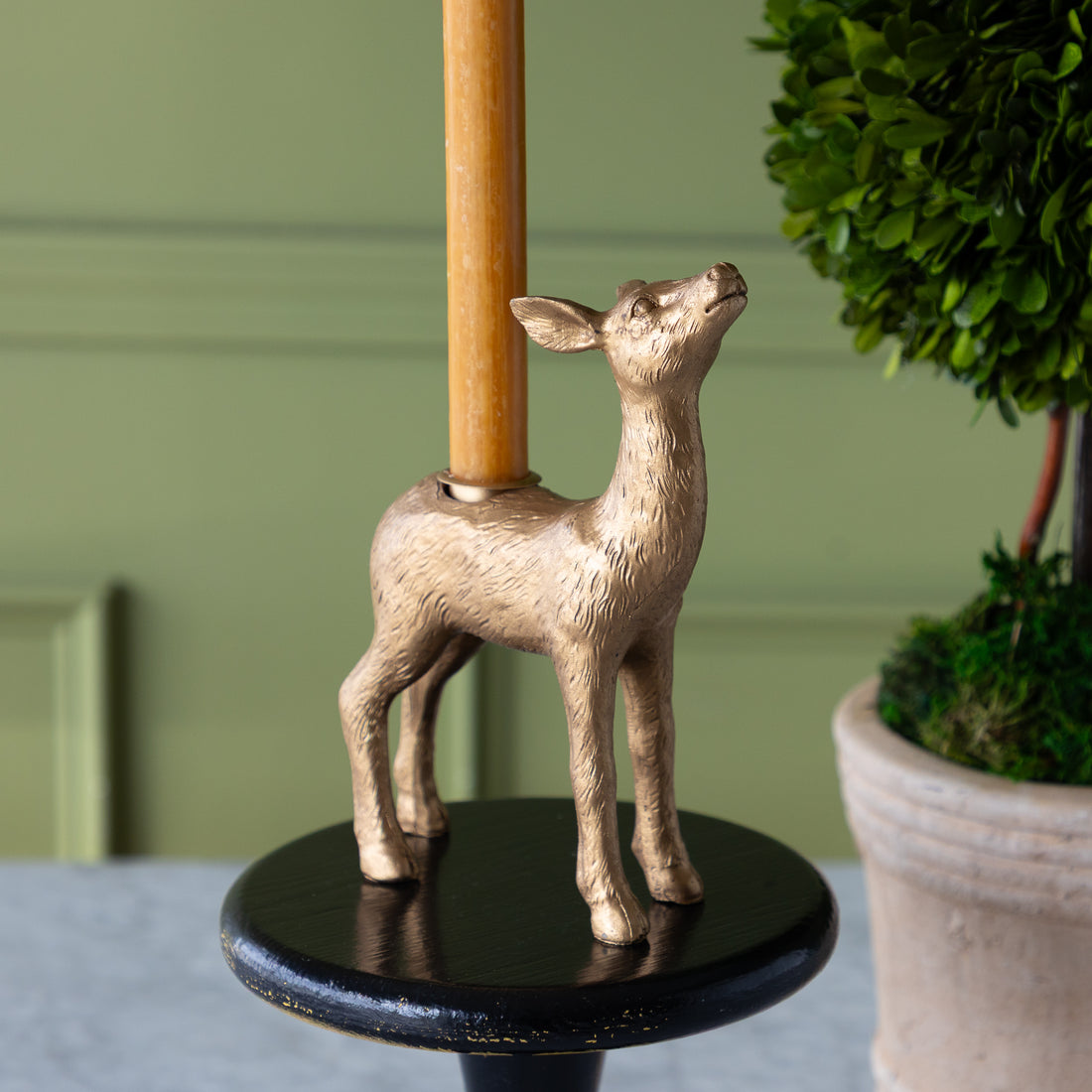 Antique Gold Finish Deer Shaped Taper Holder