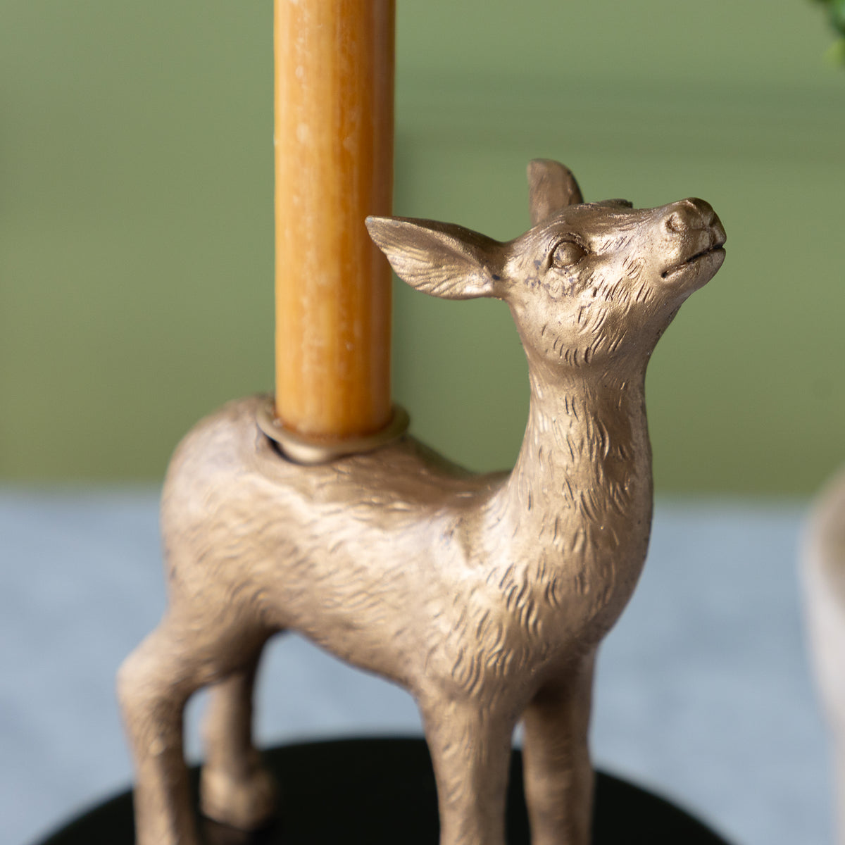 Antique Gold Finish Deer Shaped Taper Holder