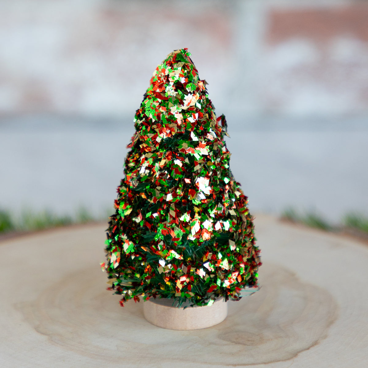 Glitter Sisal Bottle Brush Tree with Wood Base