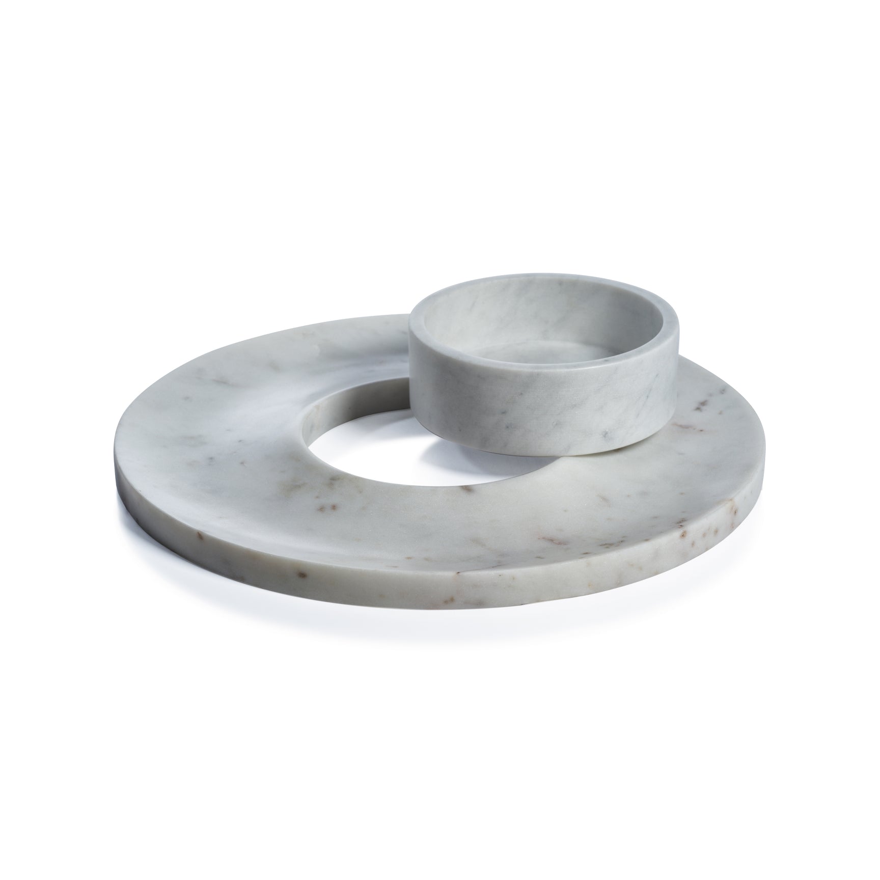 Marble Chip and Dip Server with the dip bowl separated from the server.