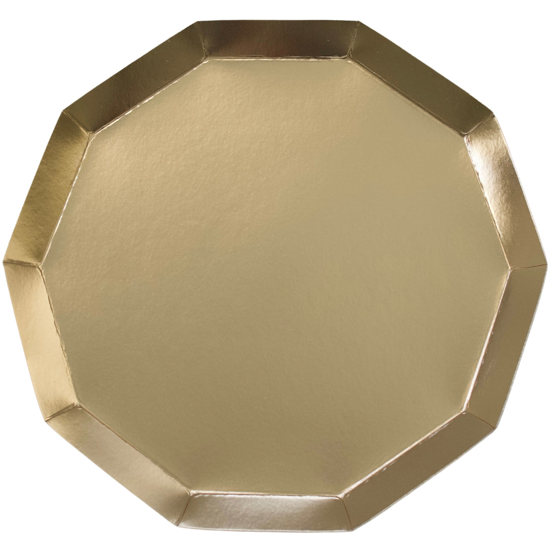 Gold octagonal paper plate. 