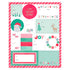 A sheet of Christmas-themed stationery templates and labels, including gift tags, envelopes, and cards with festive illustrations like Santa Claus, reindeer, trees, and holiday text such as &