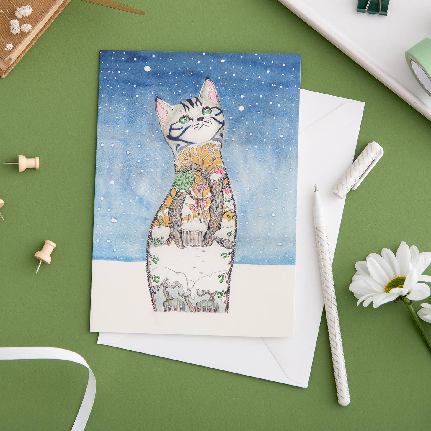 Cat in the Snow Card