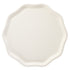 White paper plate with a geometric shape on a white background.