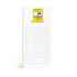 A white notepad with a checklist on the left side and lined writing space on the right. The top of the pad features a small illustration of The Peanuts&