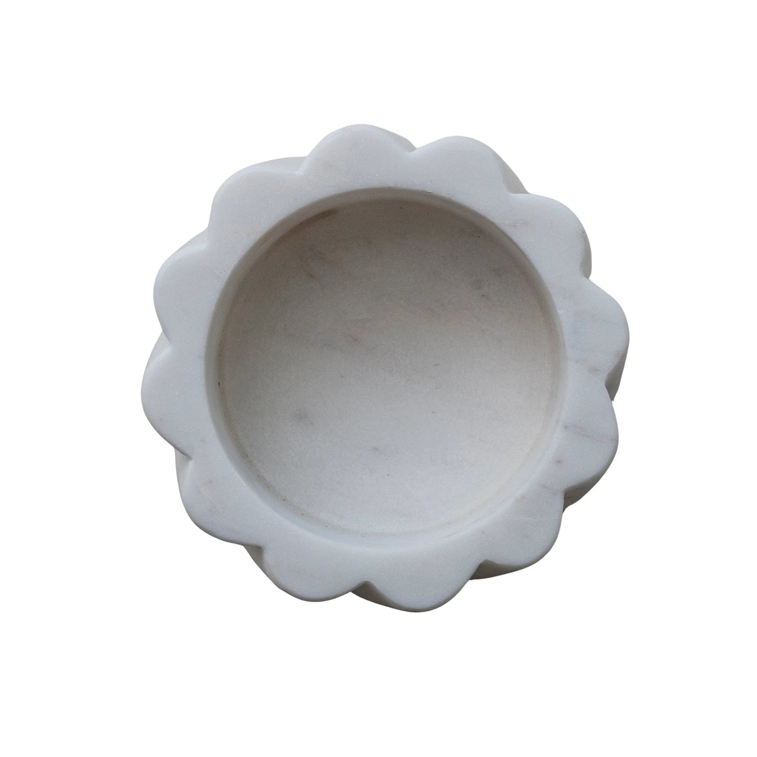 White marble bottle holder with wavy design on a white background.