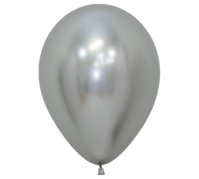 Eleven inch Silver balloon on a white background.