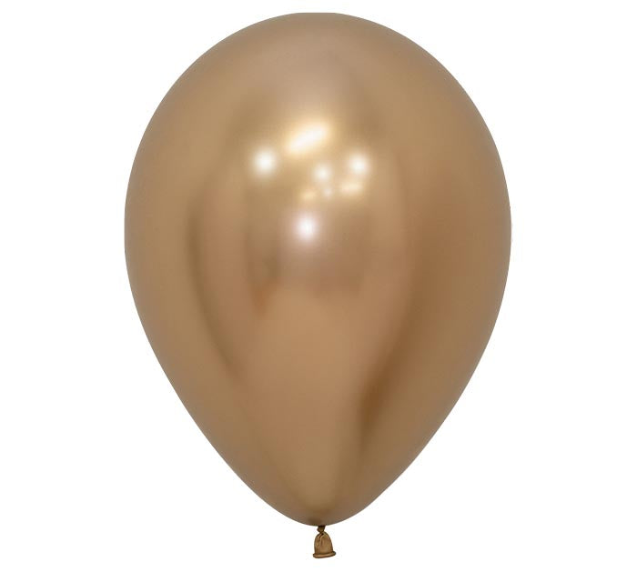 Eleven inch Reflex Gold balloon on a white background.
