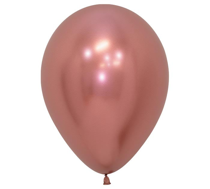 Eleven-inch Reflex Rose Gold Balloon on a white background.