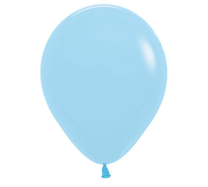 Single light blue balloon on a white background.
