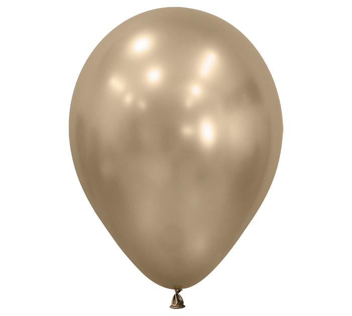 Eleven inch Silk Gold Dust balloon on a white background.