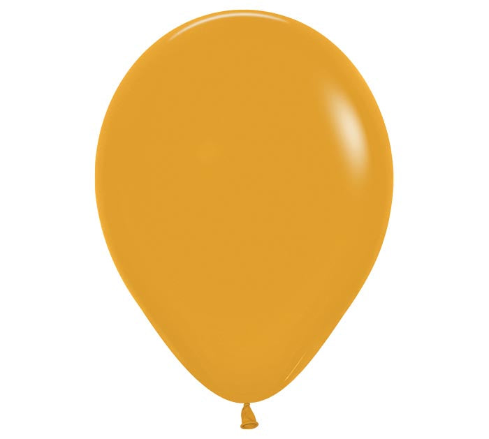 Eleven-inch Deluxe Mustard Balloon on a white background.