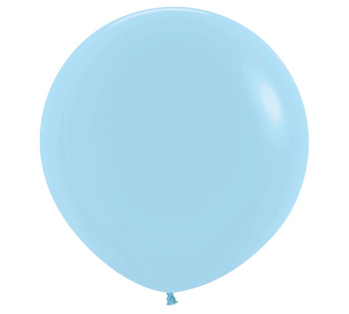 Single light blue balloon on a white background.