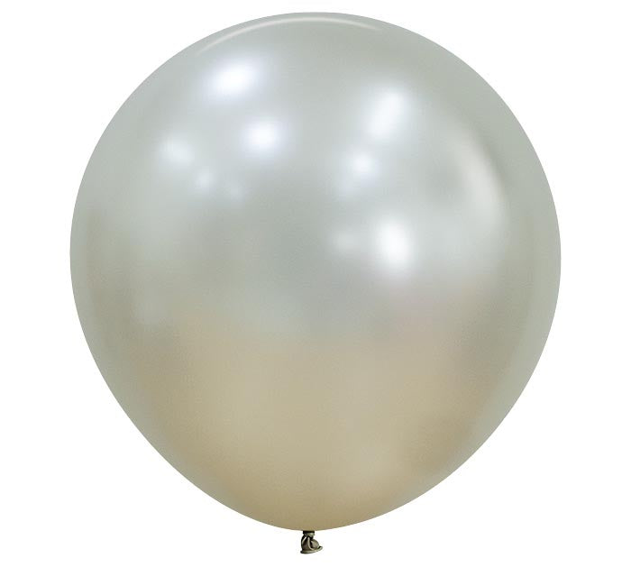 Twenty four inch Silk Cream Pearl Balloon on a white background.