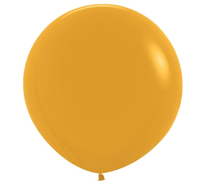 Twenty-four inch Deluxe Mustard Balloon on a white background.