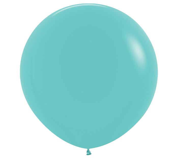 Single turquoise balloon on a white background.