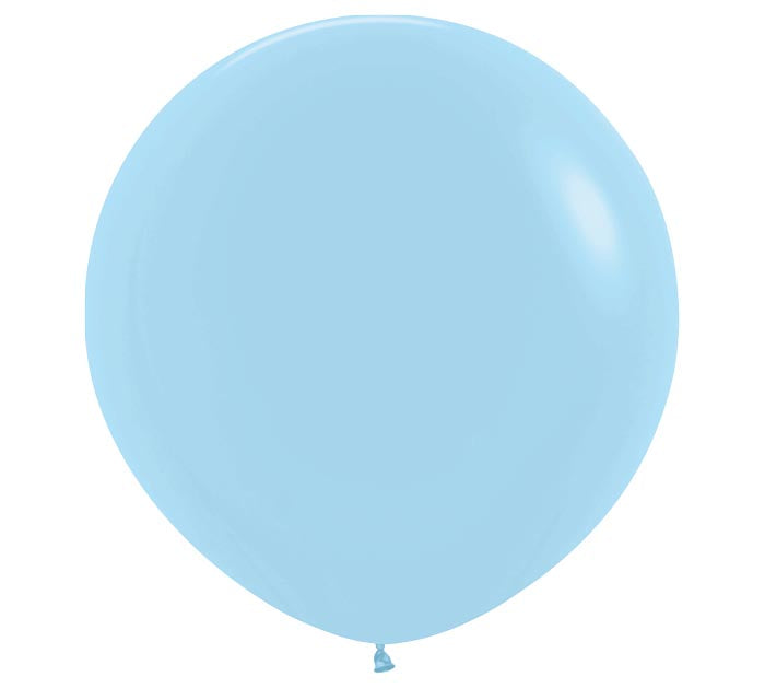 Single light blue balloon on a white background.
