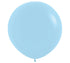 Single light blue balloon on a white background.