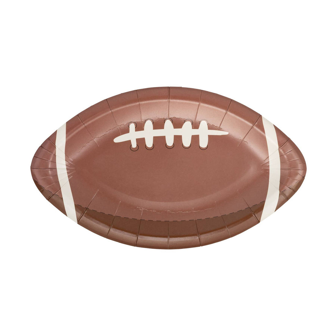 Football shaped paper plates.