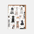 Greeting card with illustrations of various dogs on a white background