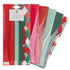 Packaged tissue paper set with red, green, and pink patterns on a white background