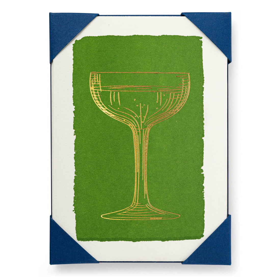 A green card with a Gold Champagne Set of 5 Cards on it, perfect for champagne-lovers from Archivist Gallery.