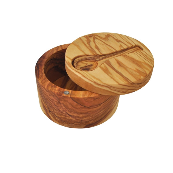 Olive Wood Salt Cellar w/ Spoon
