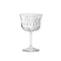 Clear glass goblet on a white background.