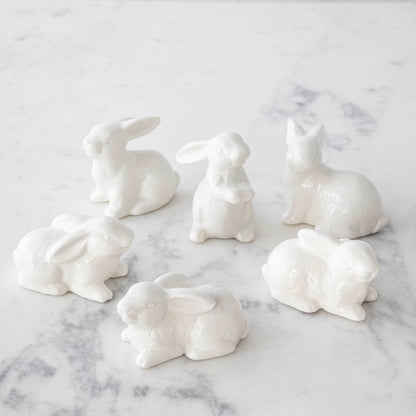 A group of Creative Co-Op Ceramic Bunnies, Set of 6.