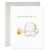 Greeting card with illustration of a kernel of popcorn and a popped piece of popcorn with Happy Father&