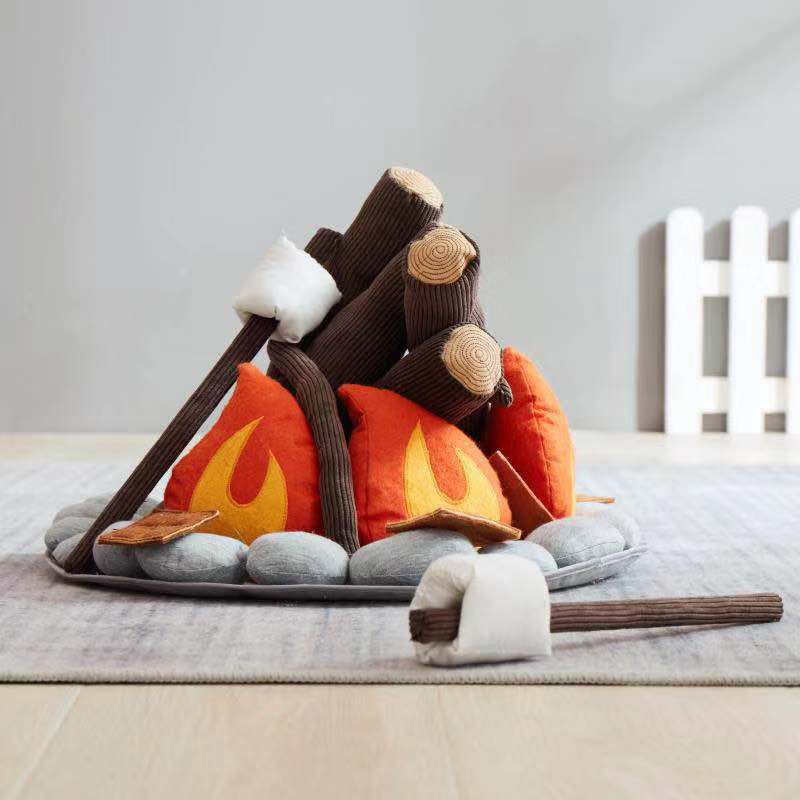 Campout Campfire & S'mores Kit and Tree Stump Pouf