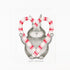 Illustration of a rabbit holding candy canes with &
