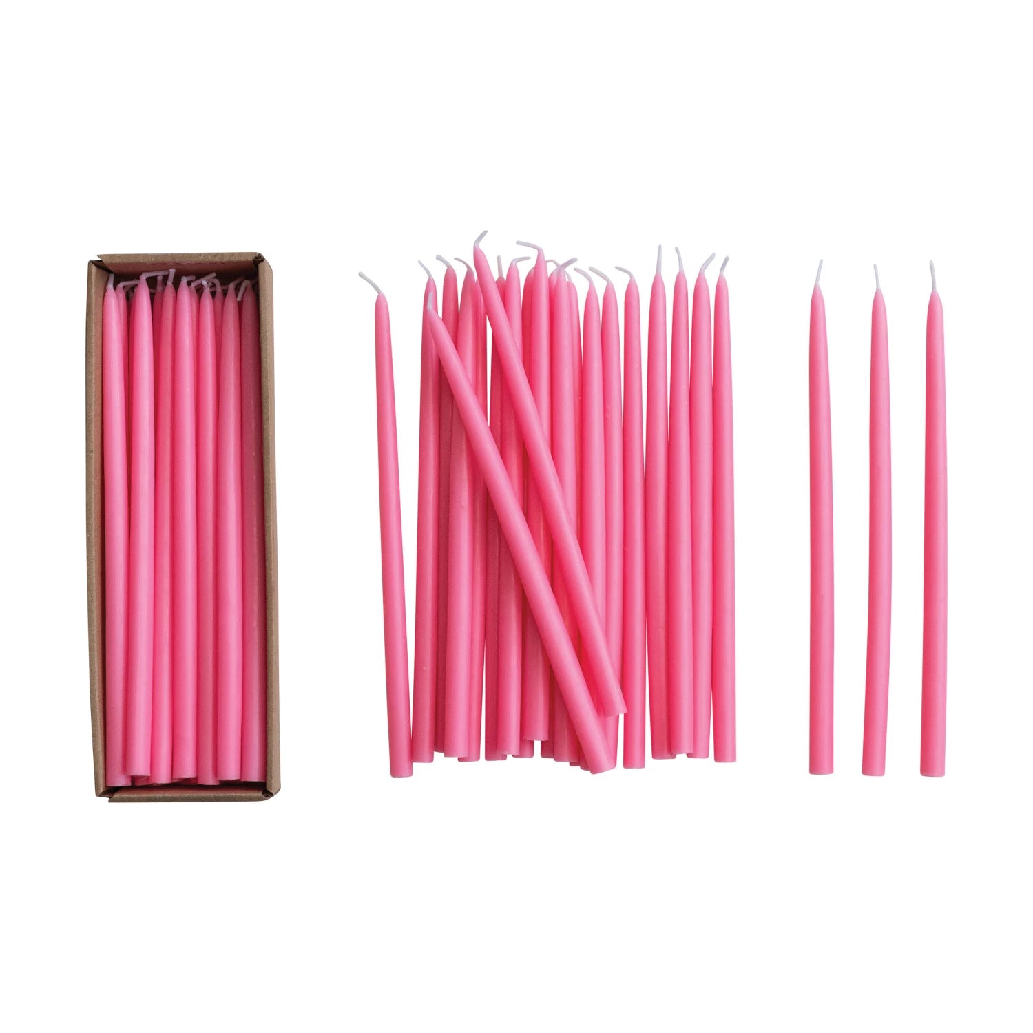 Pink candles with a box on a white background