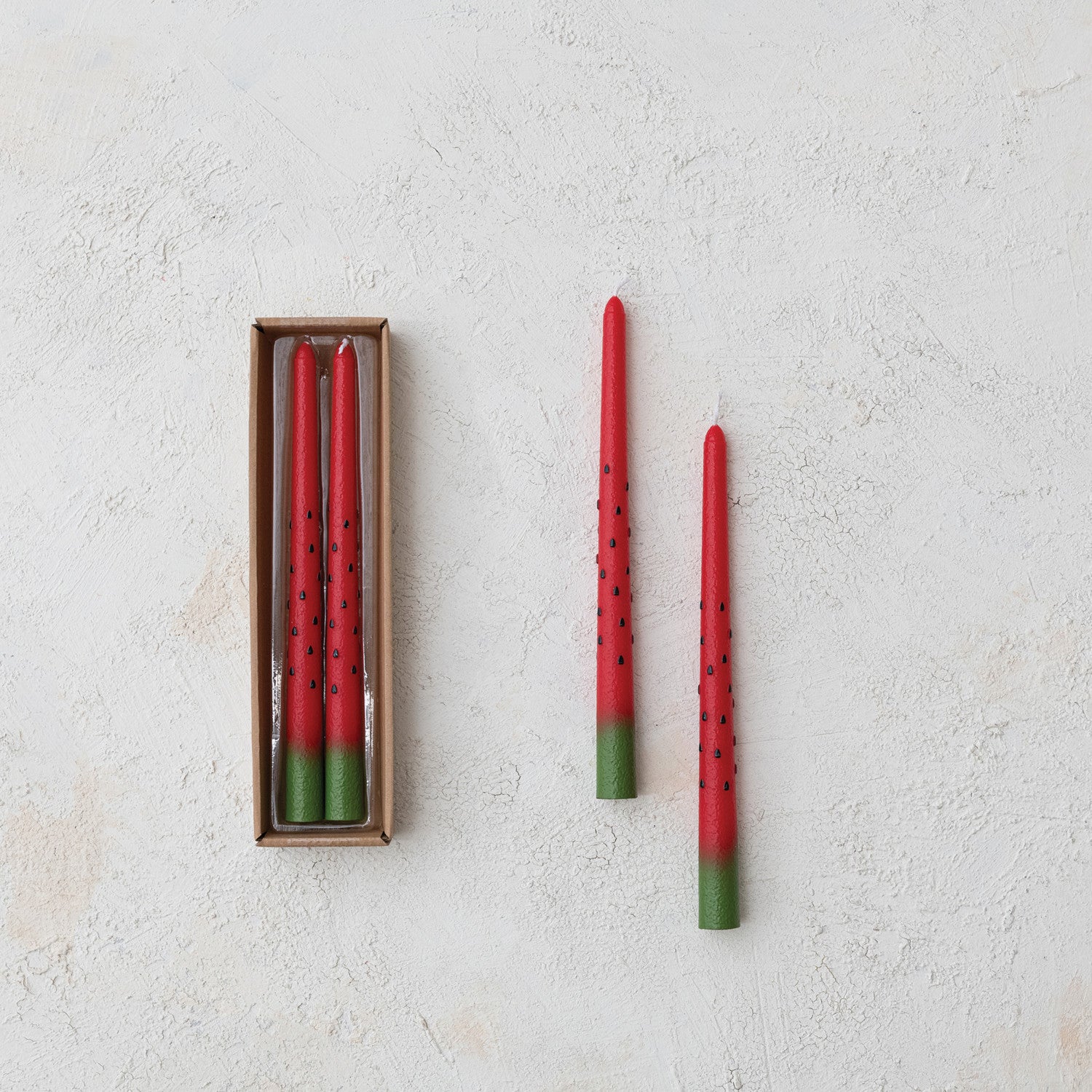 Watermelon Taper Candle, Set of 2
