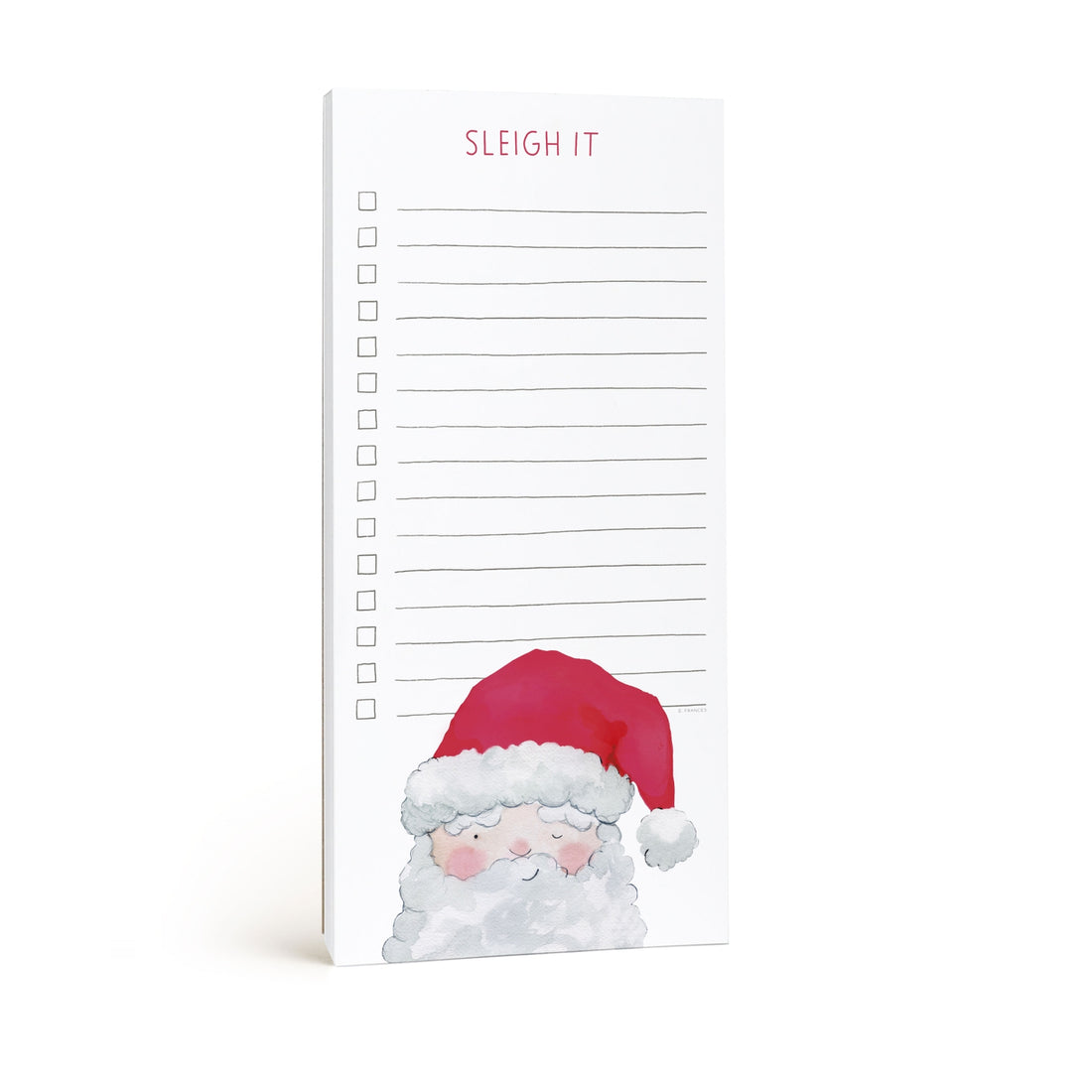 Lined and check box notepad with Santa Claus design and &