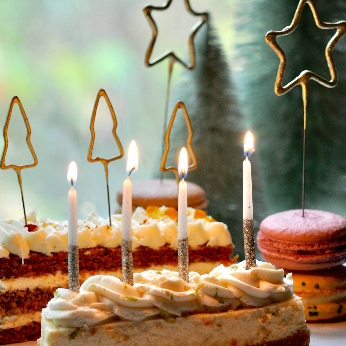 Gold Glitter Wish 3" Candles S/10