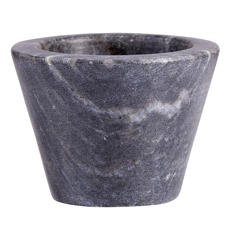Dark gray marble pinch pot on a white background.