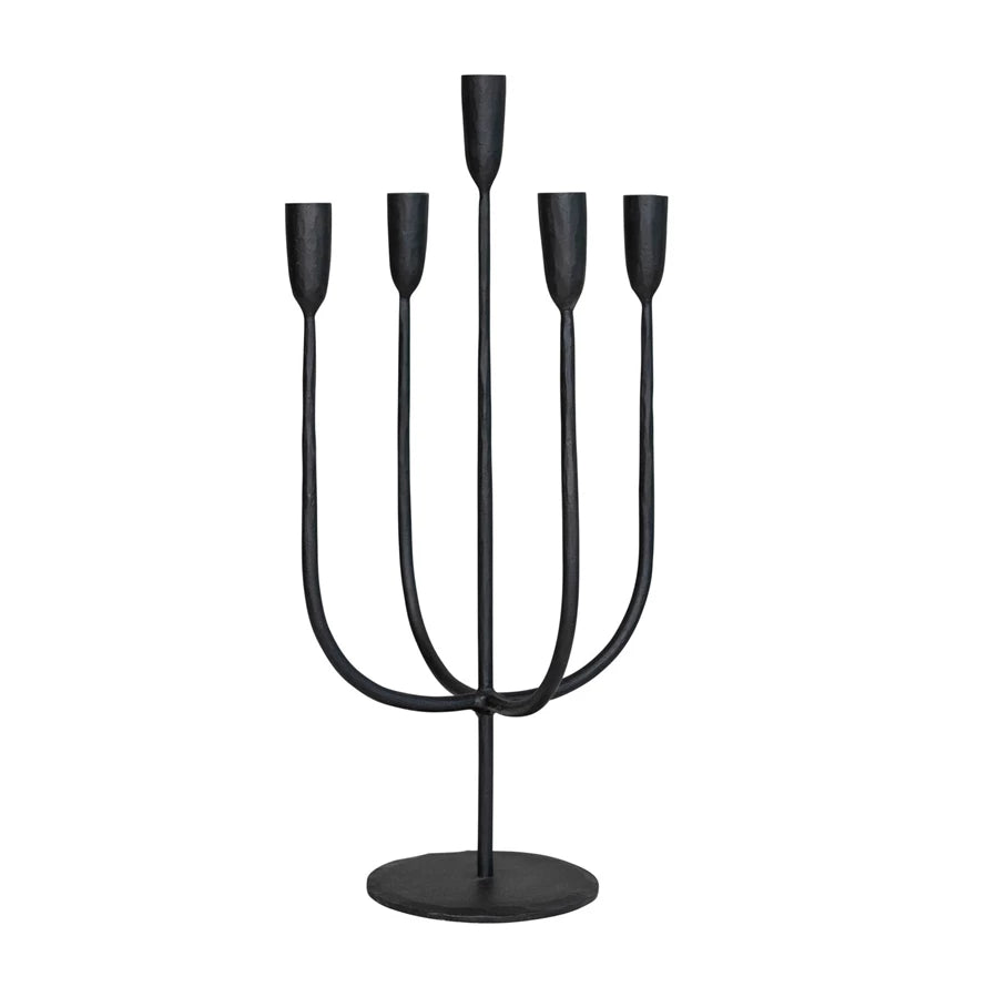 Black Hand-Forged Metal Candelabra 