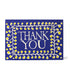 Blue card with a pattern around the edges saying Thank You in the middle. 