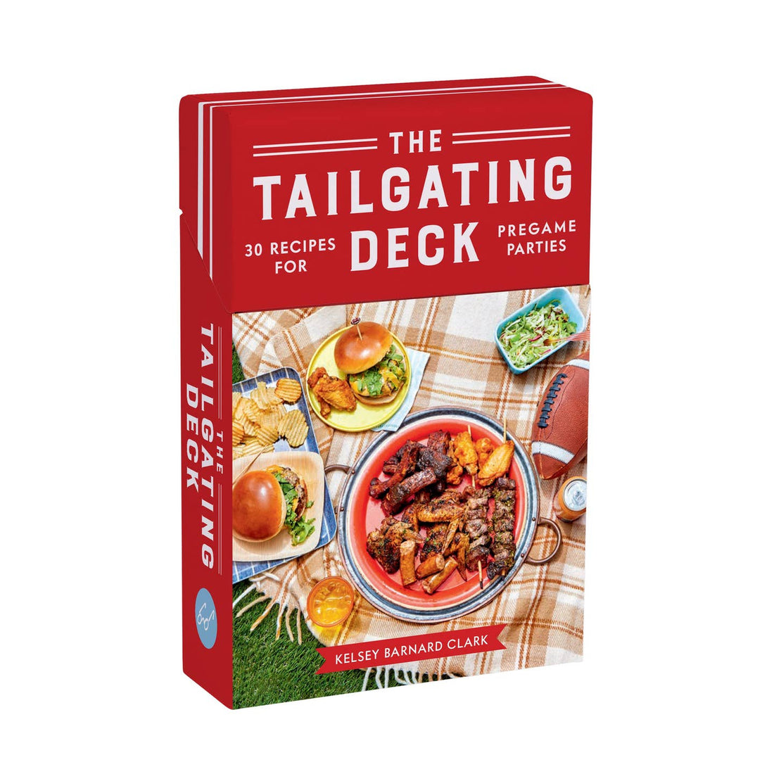 Box of recipe cards that says The Tailgating Deck, 30 recipes for pregame parties. 
