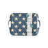 16.5" 11.5" navy with white stars reusable bamboo tray on white background.