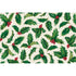 Pattern of green holly leaves and red berries on a white background