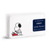 E. Frances x Peanuts Little Notes notebook in a clear plastic case, featuring a black and white cartoon drawing of Snoopy and a red typewriter on a white cover, with a navy blue product label on the right.