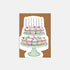 Greeting card with illustration of cupcakes on a 2-tier cake stand. 