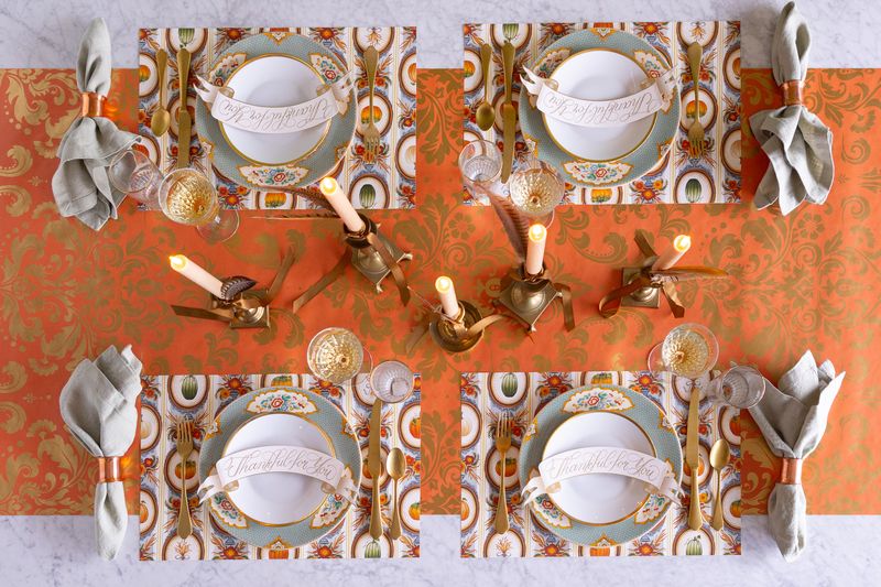 Orange Damask Runner